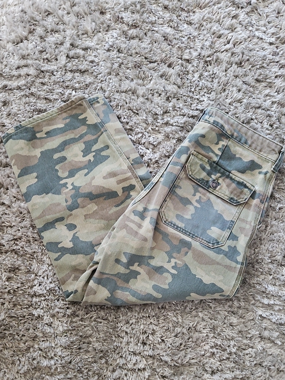 We The Free Women's Camo Ankle Pants in Green and Tan